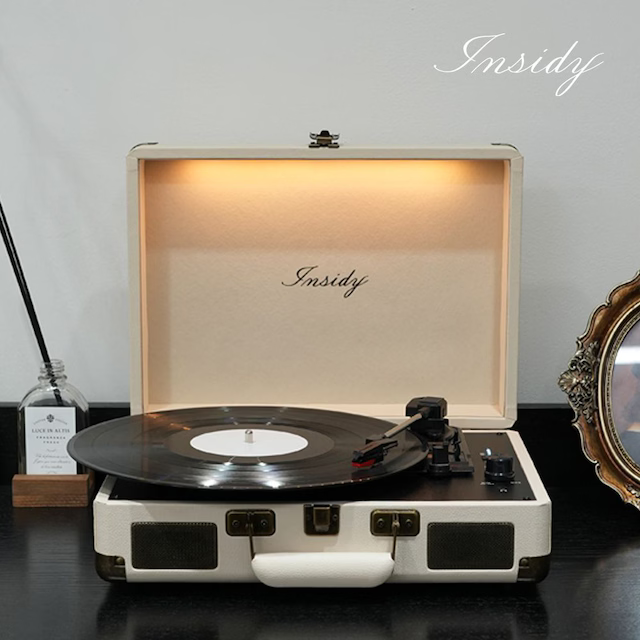 무드등 무선 LP 턴테이블 블루투스 스피커 베이지 IBT-Retro Light
