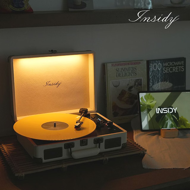 무드등 무선 LP 턴테이블 블루투스 스피커 베이지 IBT-Retro Light