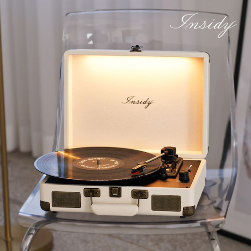 무드등 무선 LP 턴테이블 블루투스 스피커 베이지 IBT-Retro Light