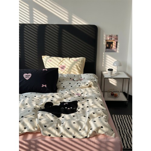 2type 고양이 강아지 순면 자수 베딩 커버 에디션