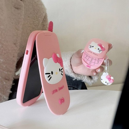 폴더 전화기 액정보호 아이폰 15 프로 맥스 고양이 캐릭터 안테나 특이한 실리콘 케이스